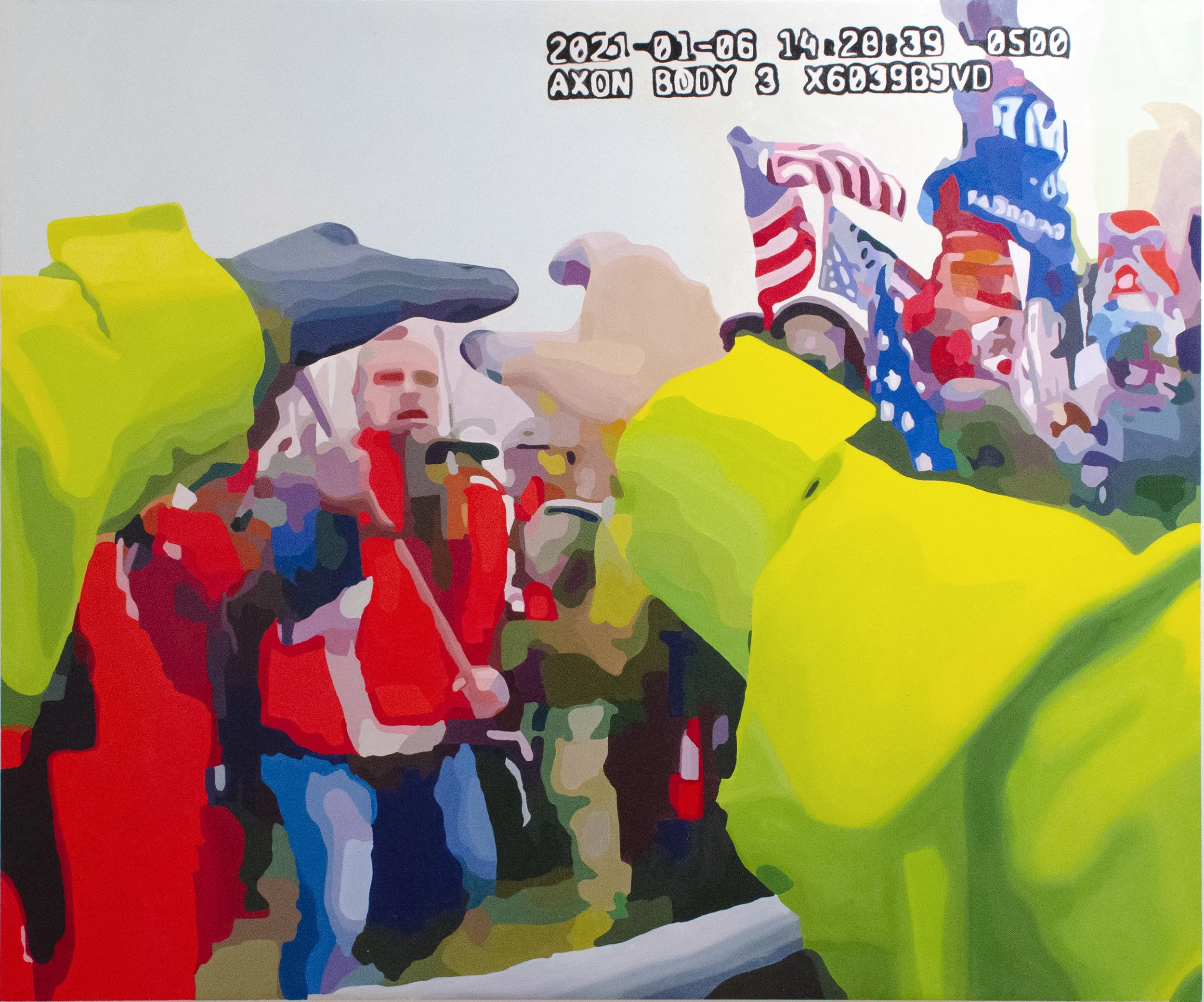 Axon Body 3 2021.6.1 (Thomas Webster), 2021, Oil on linen, 72 x 60 x 1 1/2 inches