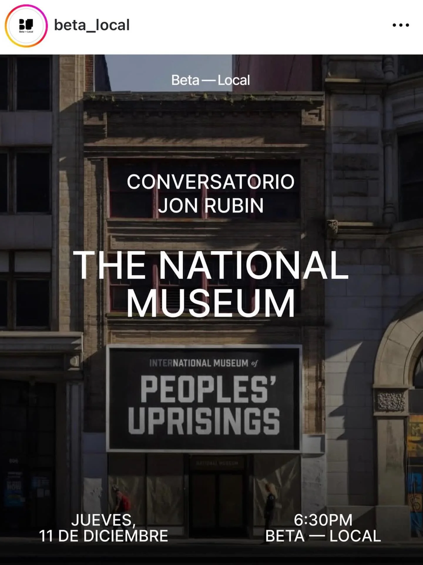This Thursday I will be at @beta_local to discuss some previous work and our upcoming collaboration on @the.national.museum