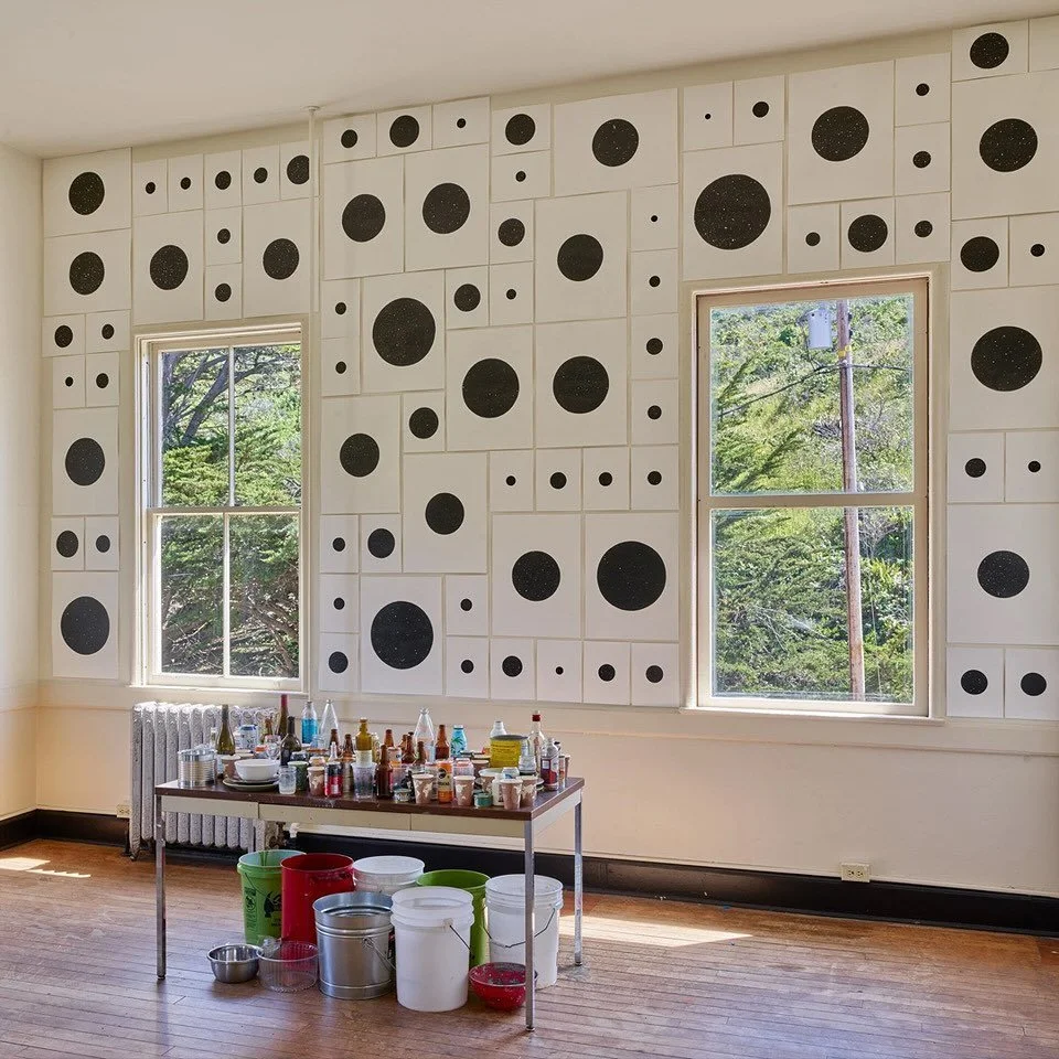 🕳️ Holes-Stars ⚫️

(Headland Center for the Arts, 2023-ongoing)

For one month, Will Sultan and I painted over 70 portraits of the stars in front of us using ordinary spherical objects I had been slowly collecting as our templates and the sky as our