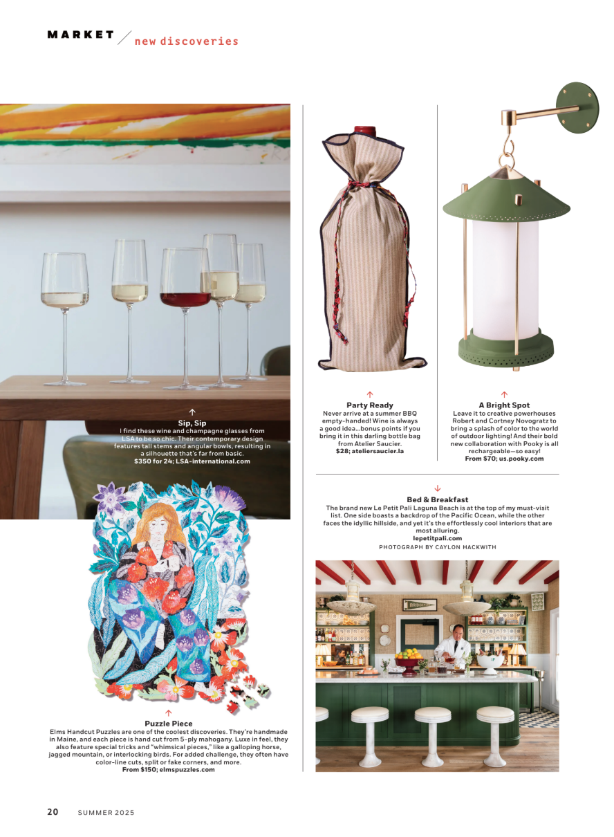 Rue Magazine editor's pick featuring my clients LSA International and Elms Puzzles, Summer 2025.