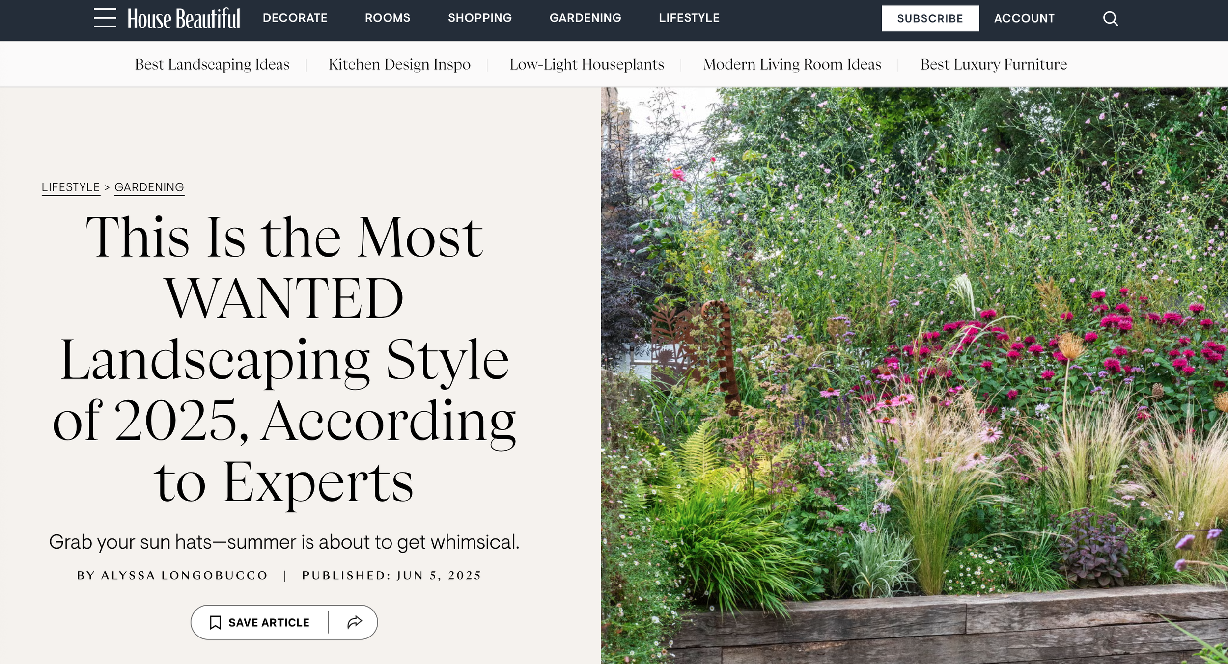 House Beautiful feature on Yardzen's 2025 Trend Report