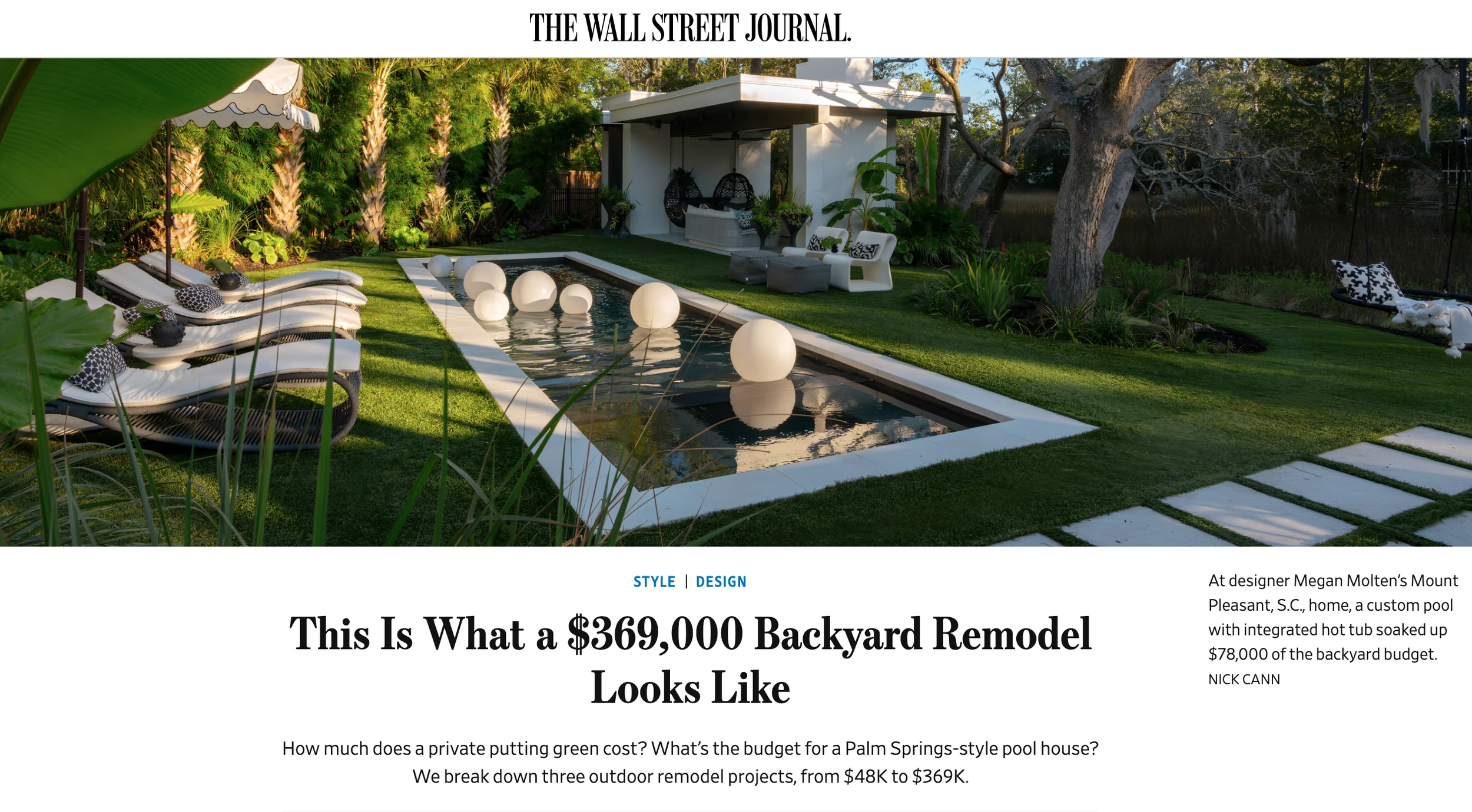 WSJ feature on Yardzen