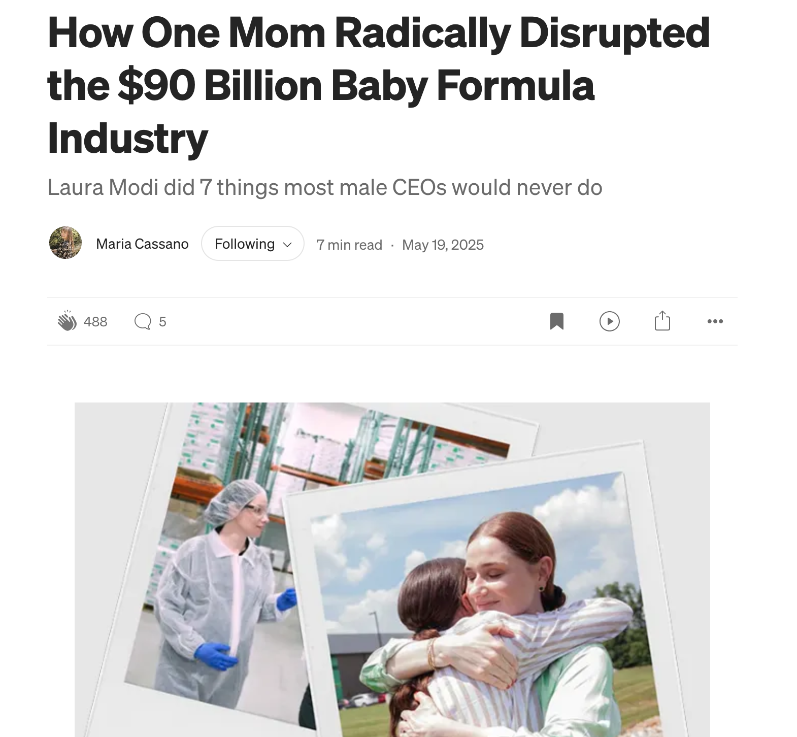 Profile on Bobbie founder Laura Modi by Maria Cassano