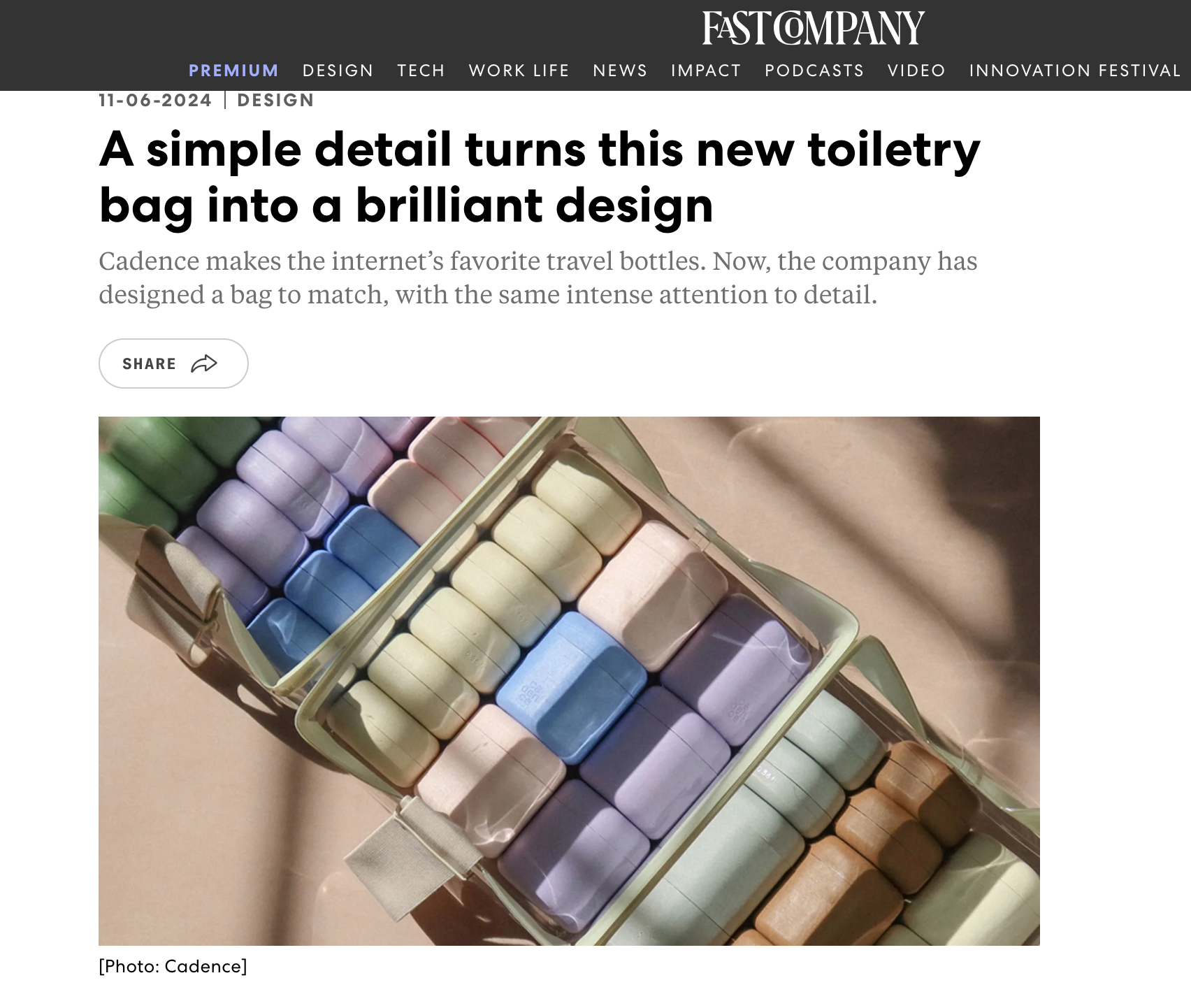 Cadence feature on the Parcel launch in Fast Company