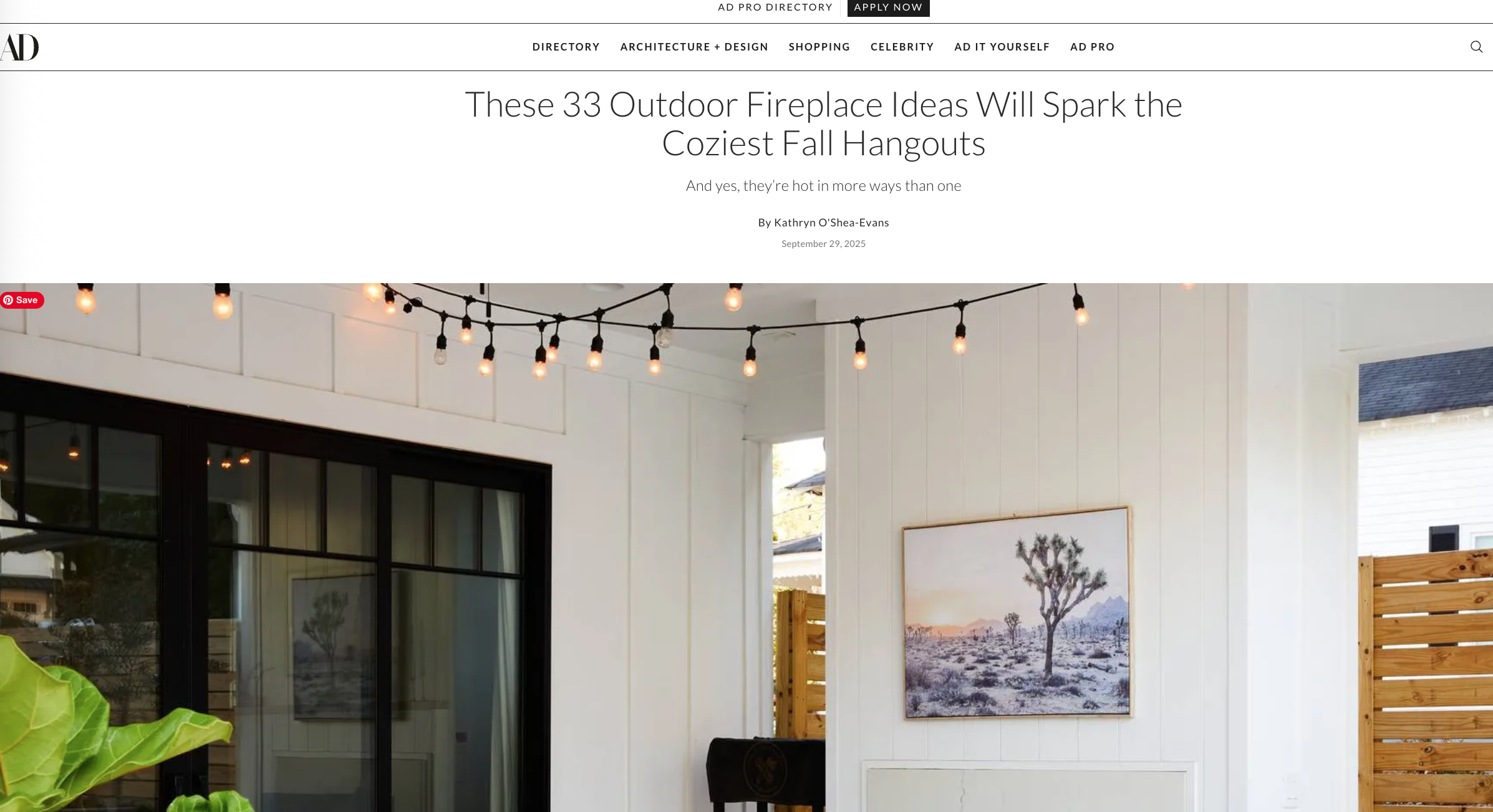 Architectural Digest story featuring Yardzen