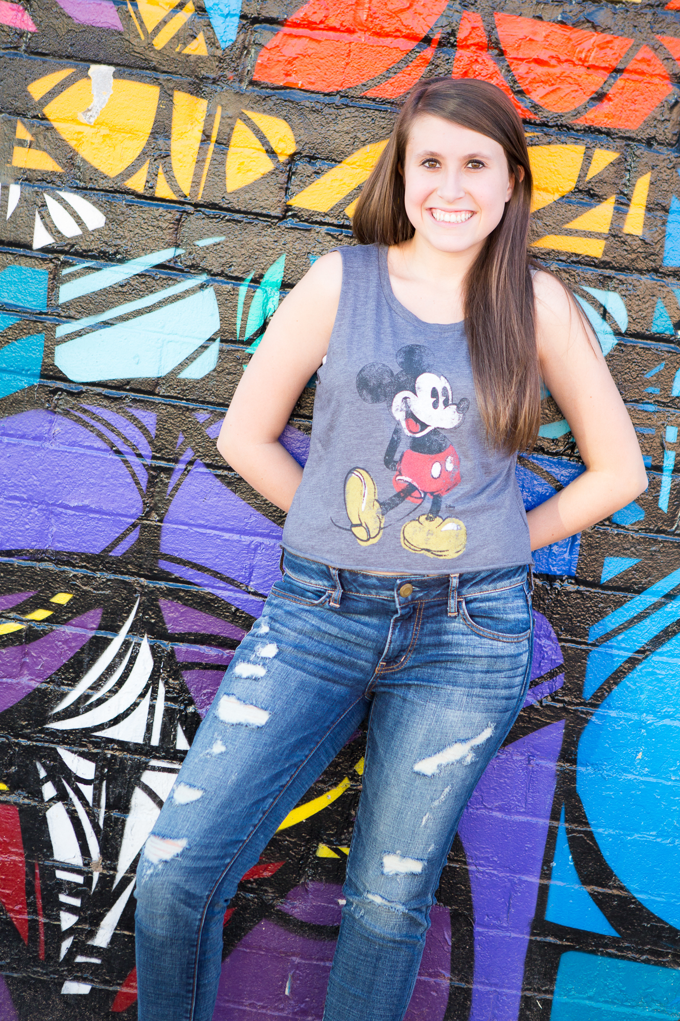 senior-photography-downtown-phoenix-mural-colorful-mickey-mouse
