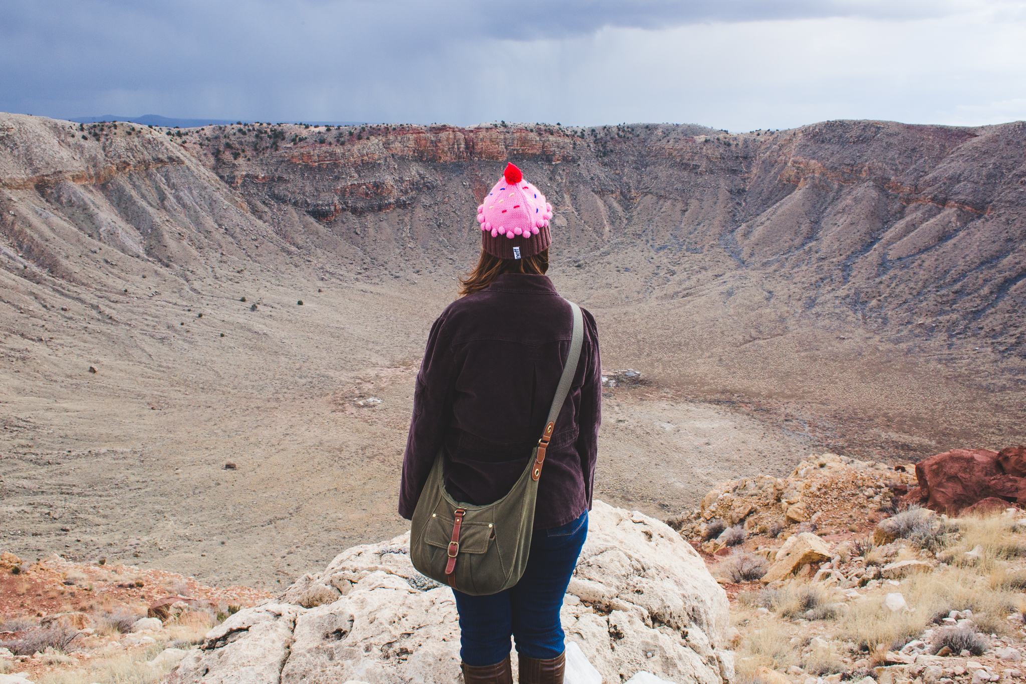 katie and her cute cupcake hat meteor crater