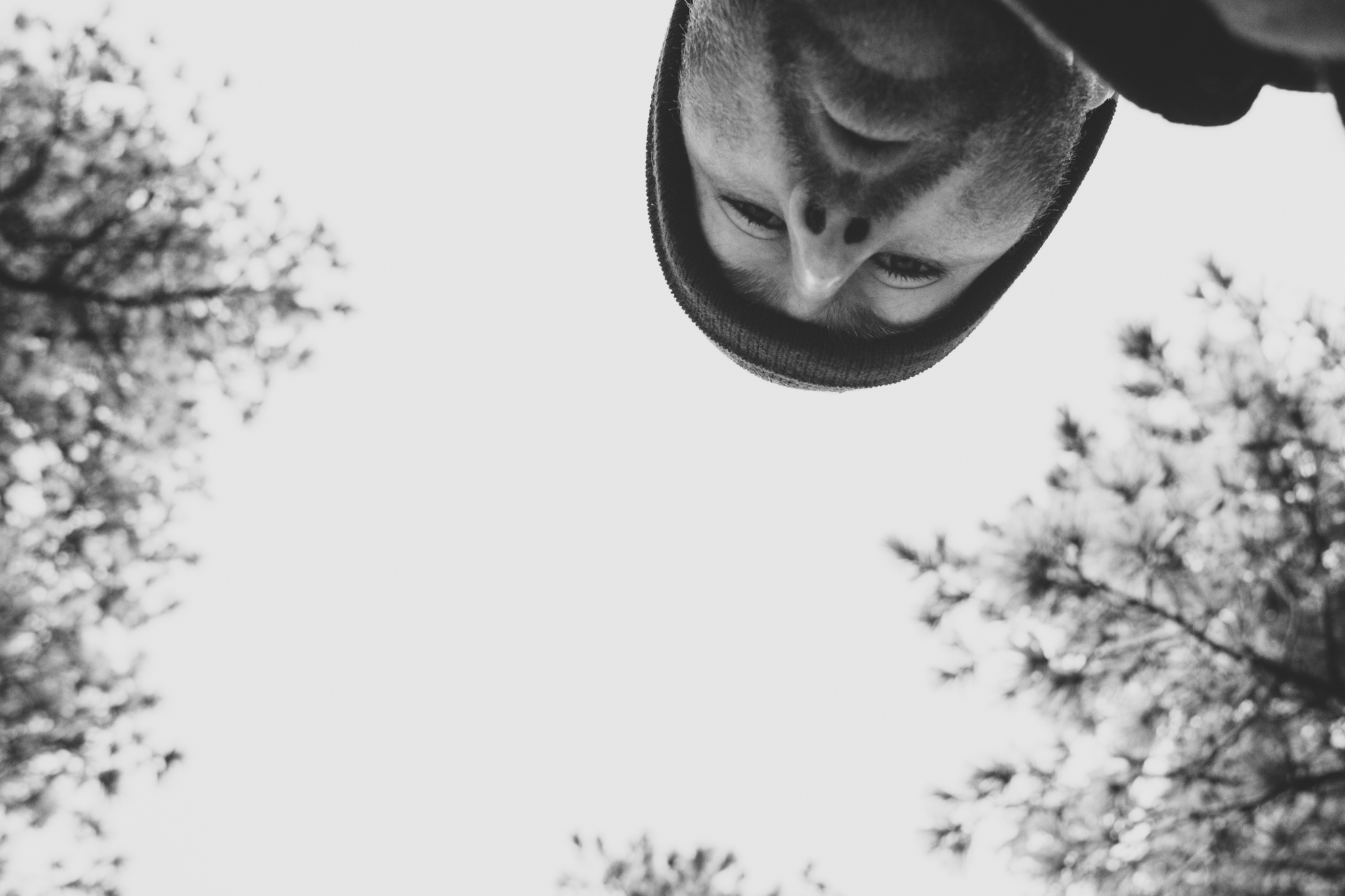 black and white selfie aaron kes flagstaff trees