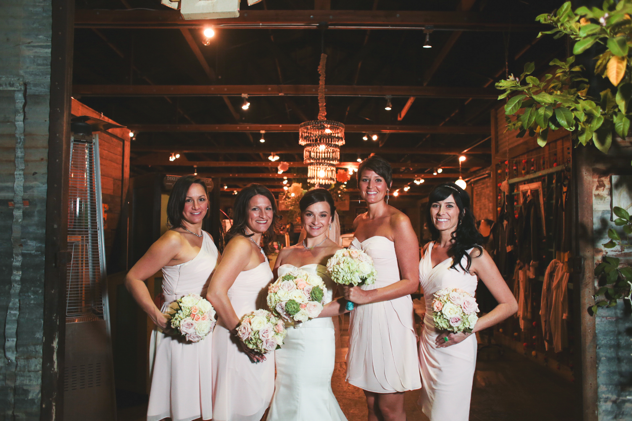 bride and bridesmaids outside the duce phoenix hj