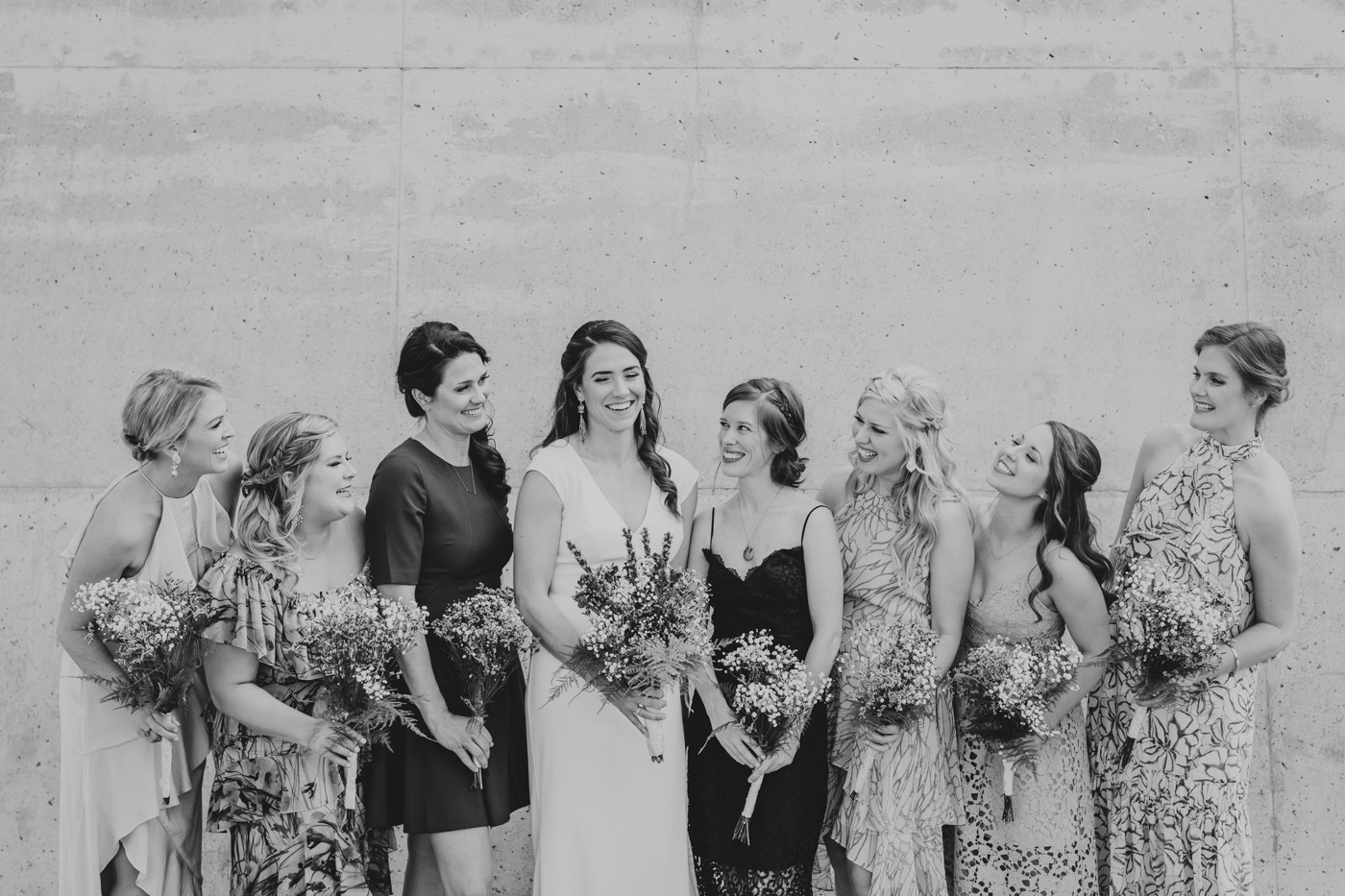 bride-and-bridesmaids-black-and-white-candid