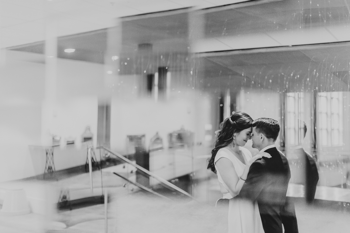 black-and-white-reflection-wedding-photo