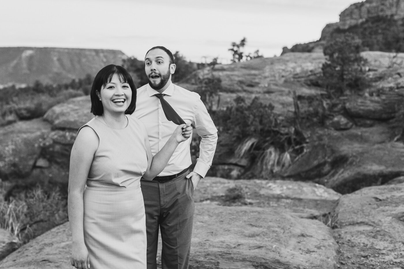funny-black-and-white-engagement-session-photo