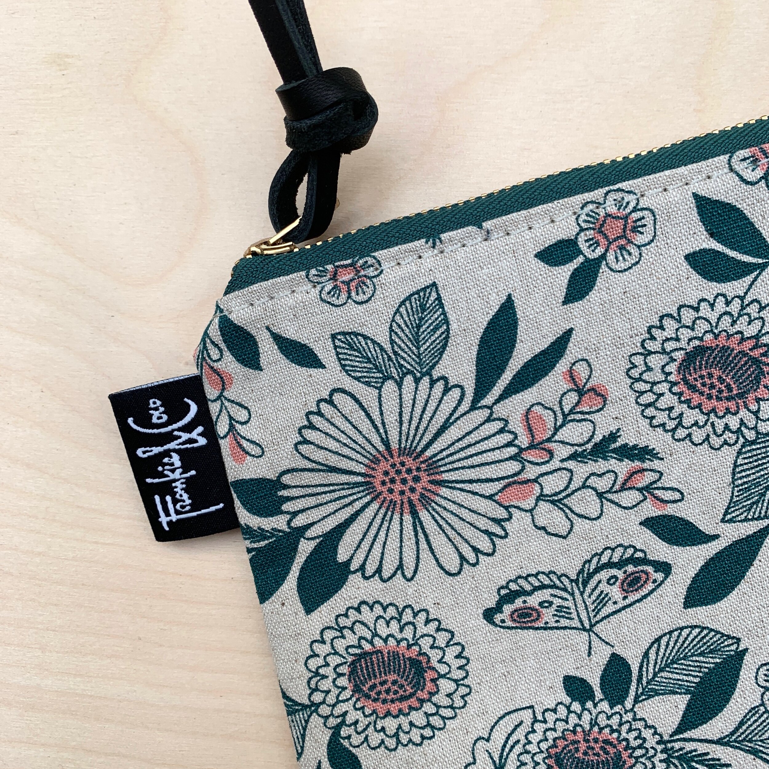Pacific Zipper Pouch in Emerald Floral Canvas — Frankie & Coco PDX