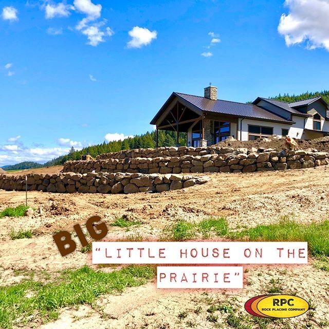 BIG &ldquo;Little house on the prairie&rdquo; in Katja, WA gets new terraced wall... on a perfect blue-sky-and-clouds ⛅️ sunny 😎 day! 🏡 😃
#rockwall #retainingwall #terracedwall #latahwa #latahwashington #landscaping 
#littlehouseontheprairie #rock