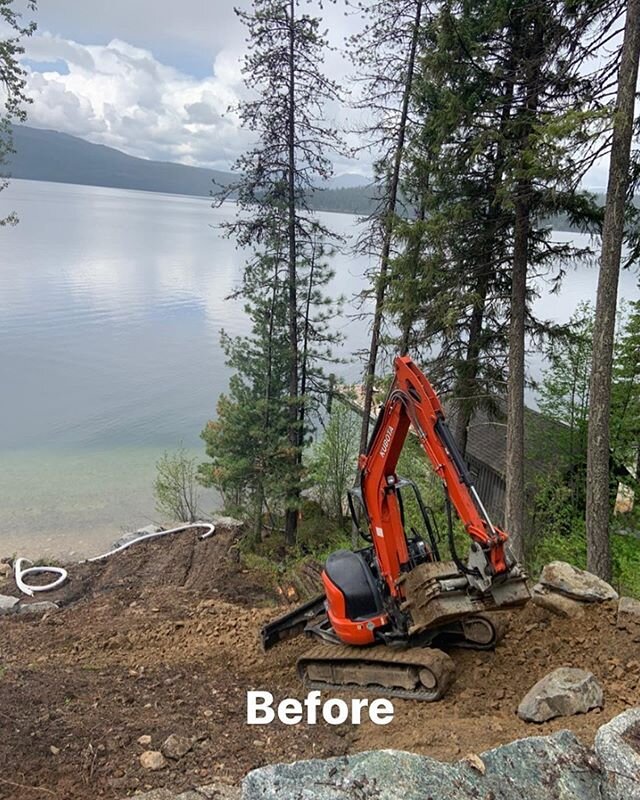 This is a little &ldquo;before-during-after&rdquo; out at Priest Lake, just in time for the Holliday weekend. These are weird times, but we&rsquo;re still getting projects done and starting new ones! If you need a site visit/ quote give our Spokane o