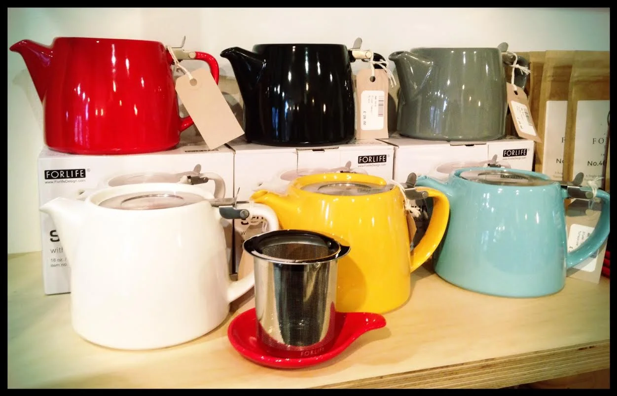ForLife Stump Teapots in Red, Black, Grey, White, Mandarin & Turquoise.