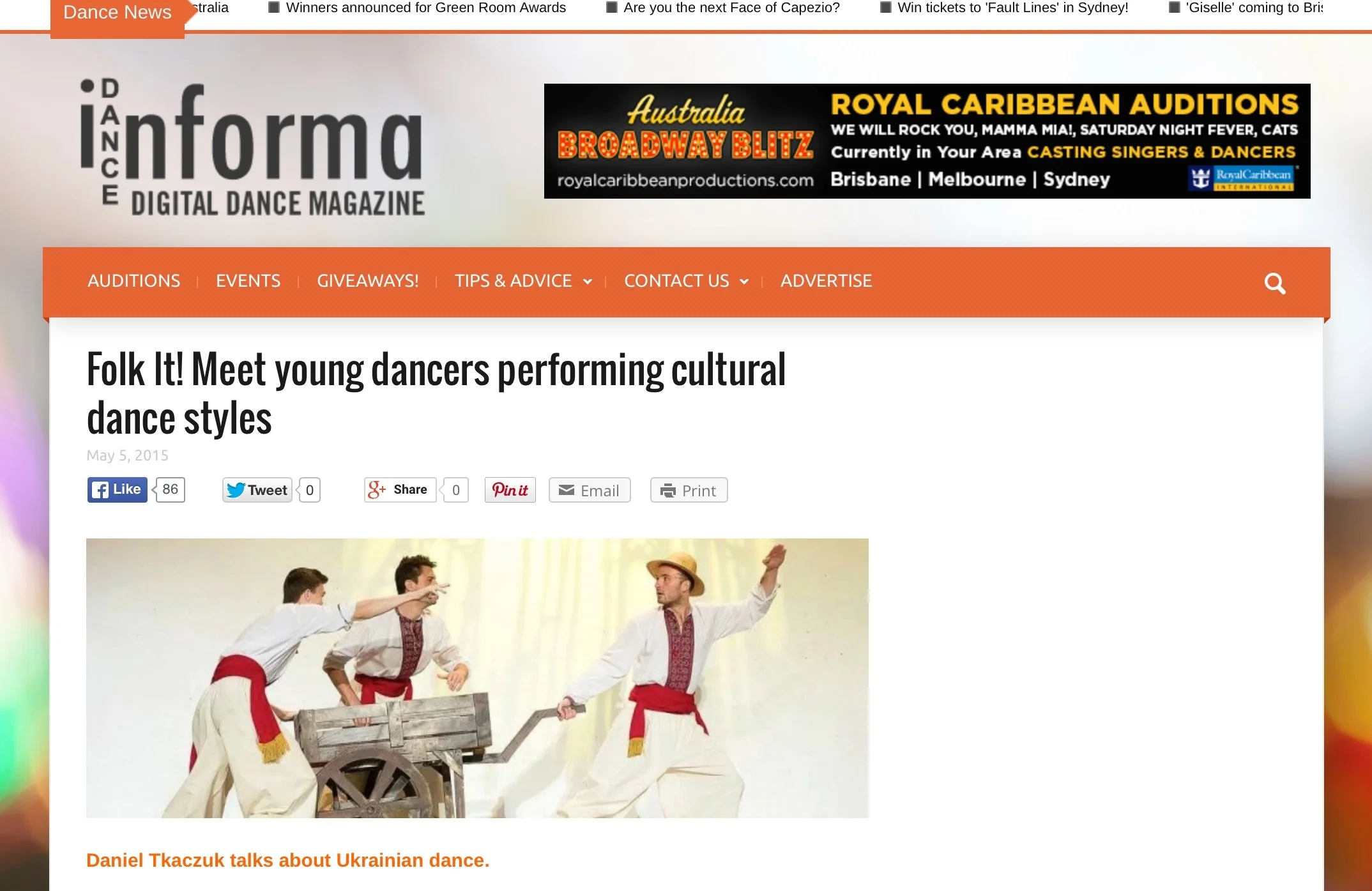Company Dancer Daniel talks to Dance Informa about Ukrainian Dance!