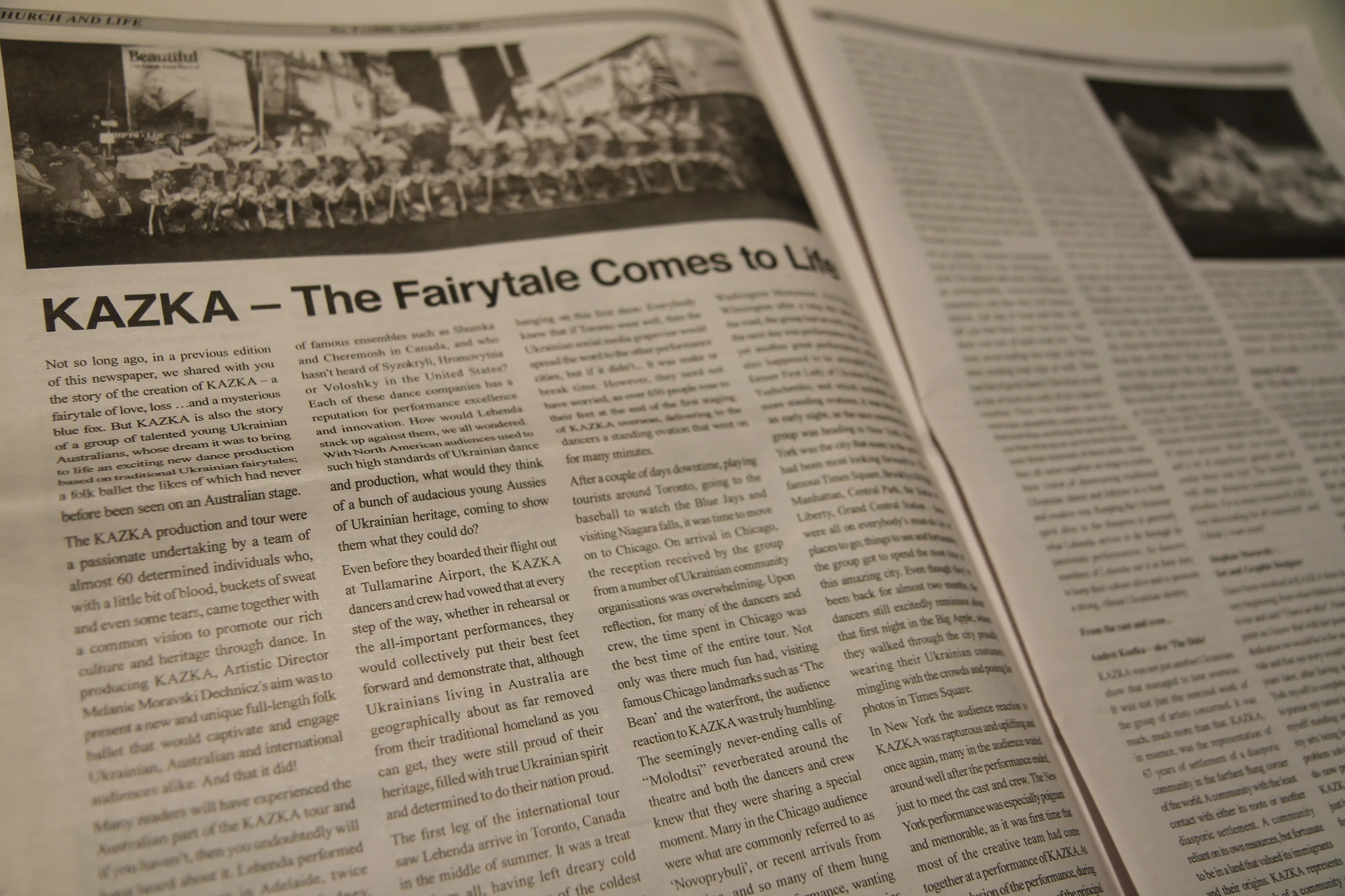 Kazka tour report featured in Austalia's 'Church and Life' and 'The Free Thought'