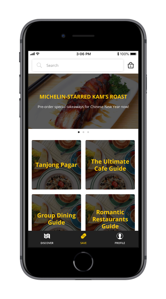 A new section for the new Chope Shop. Note the new bottom navigation bar introduced to segment the two major transactions for users
