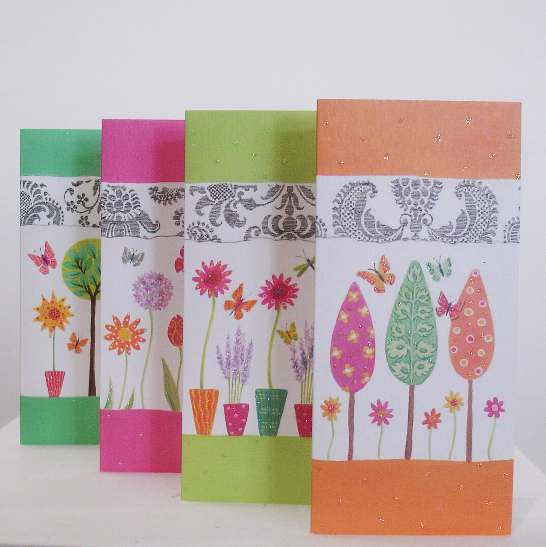 Contemporary Sparkly Slim Cards - Set of 4