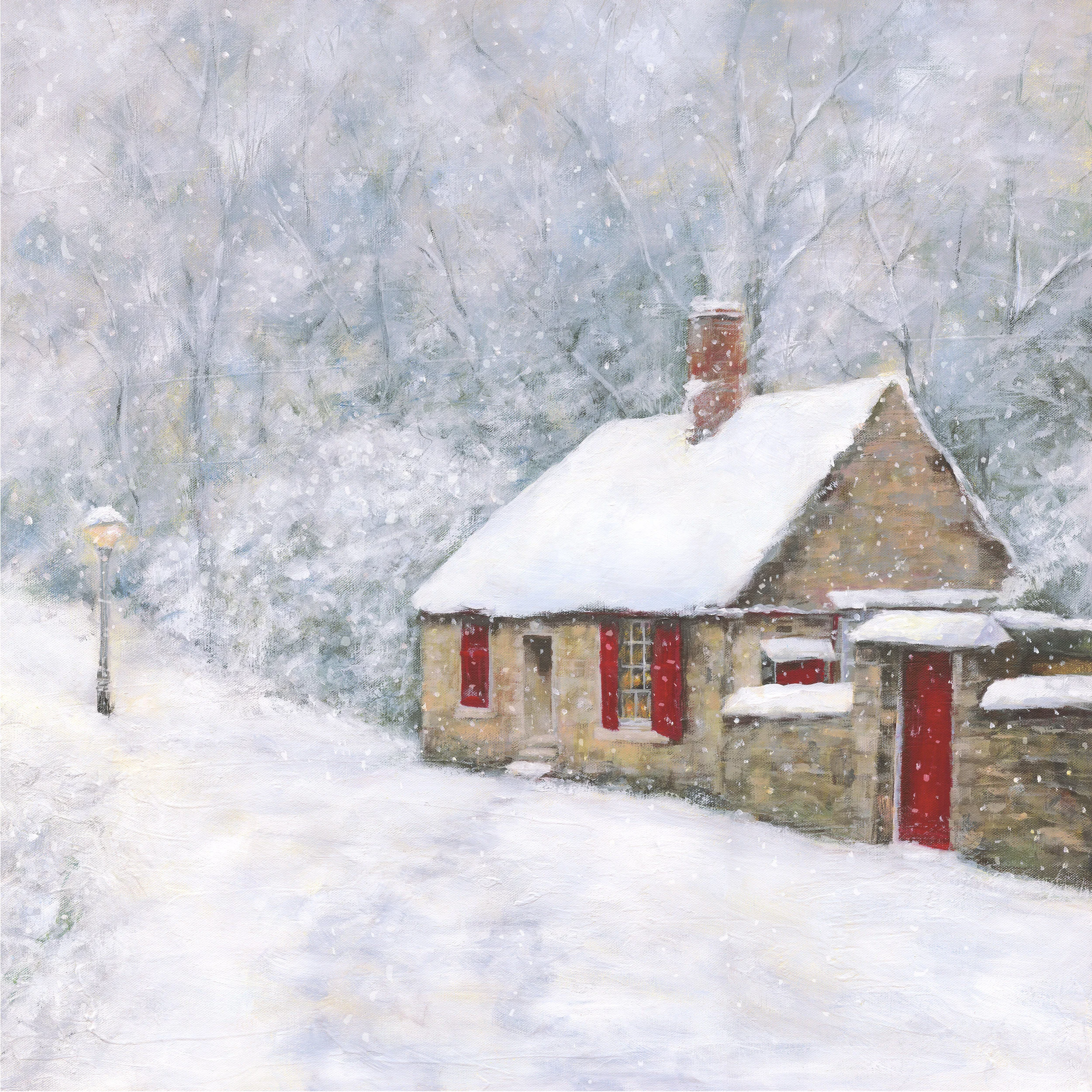 Prebends Cottage, Durham - Art Print, Snow Scene
