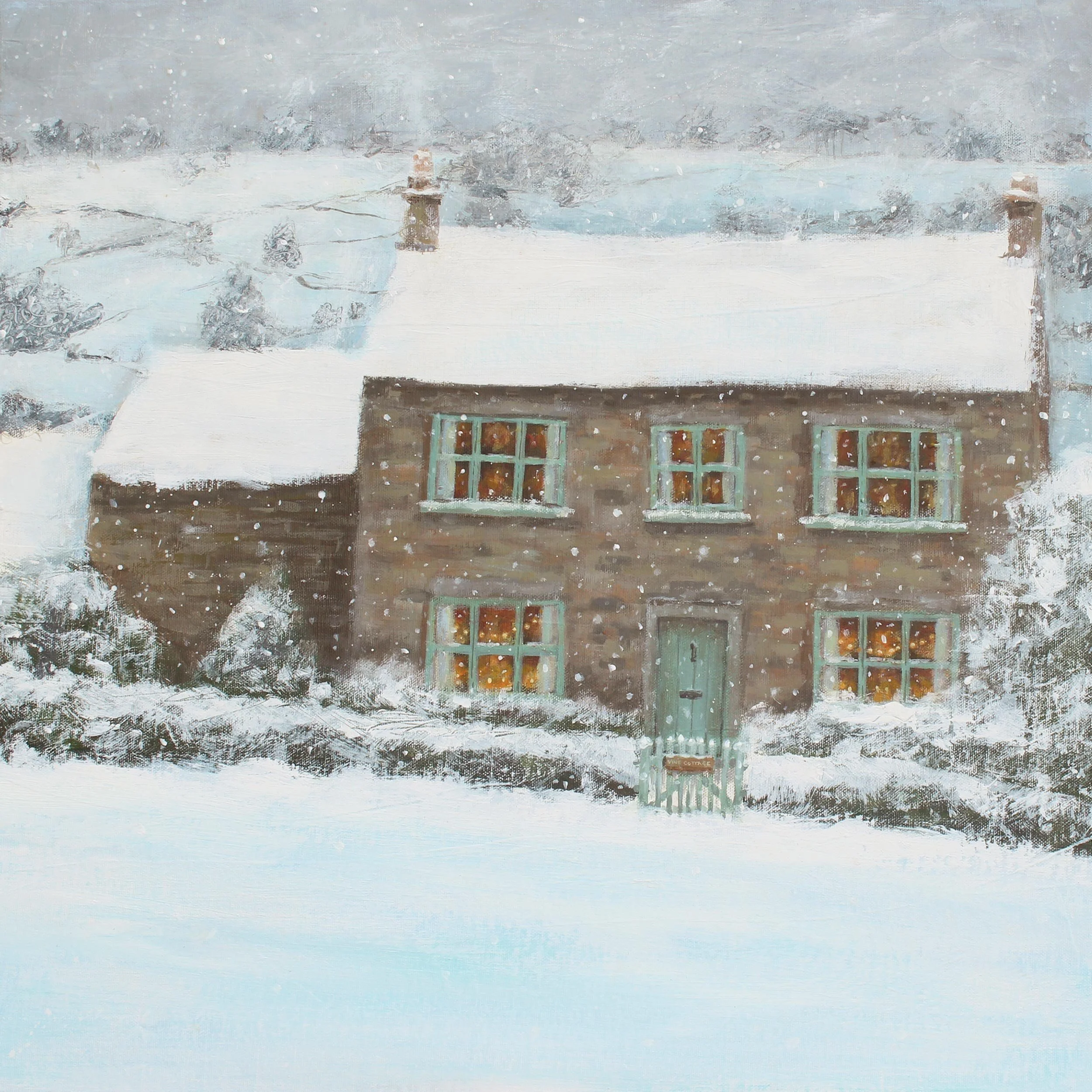 Snowy Cottage - Art Print, Snow Scene