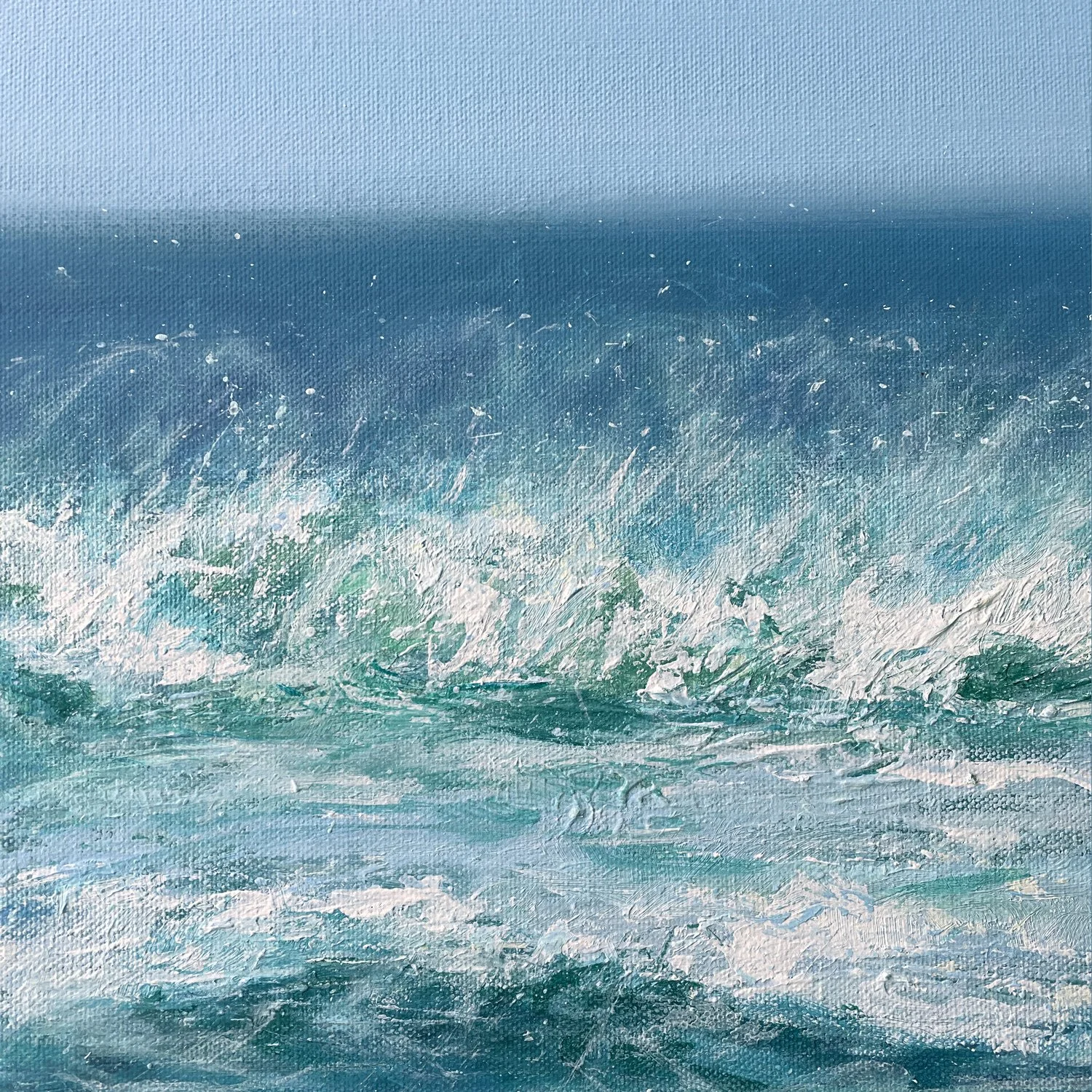 Panoramic Seascape Painting The Colour Of My View By Linda Vine 