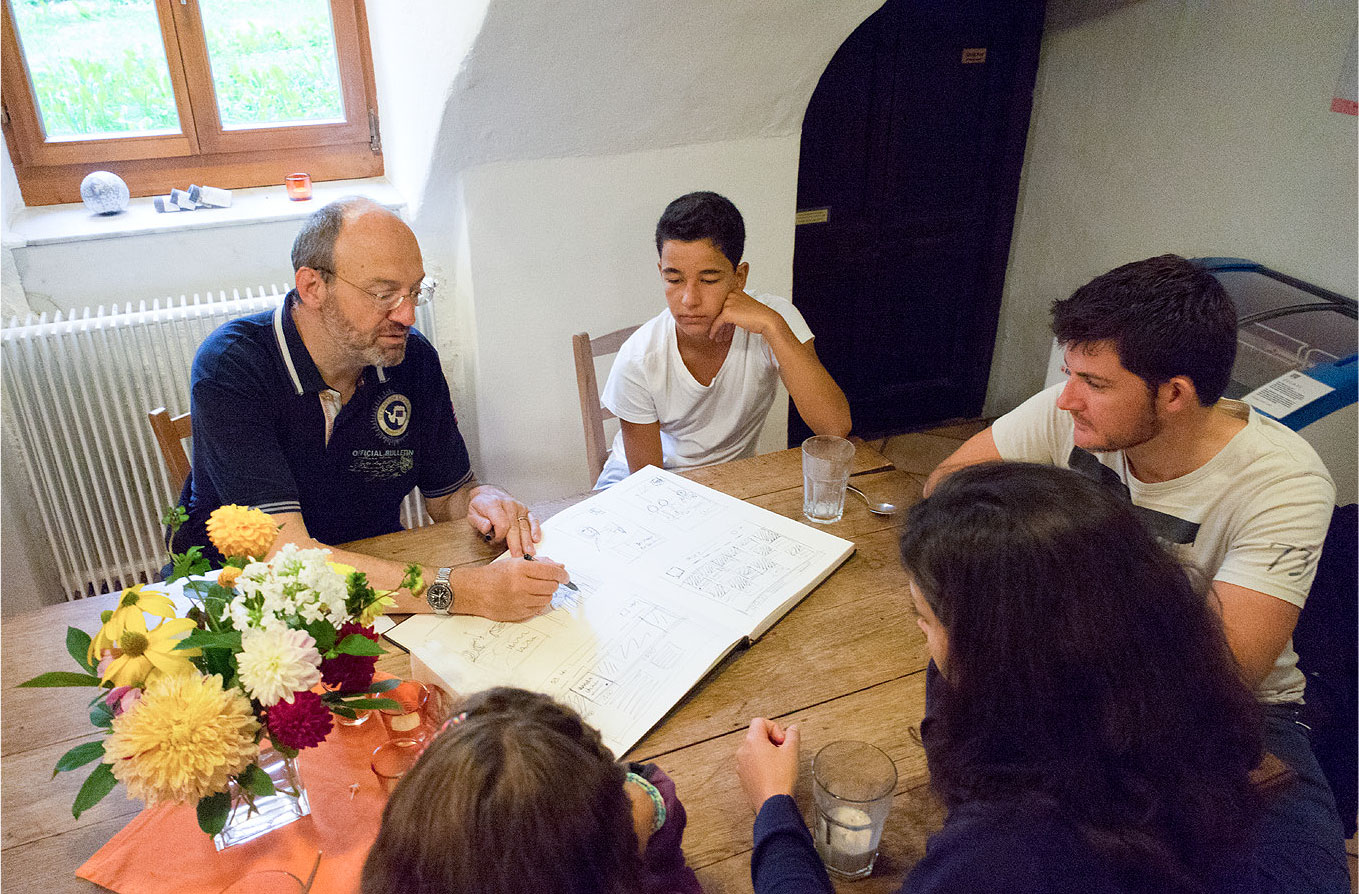 Anhand von Skizzen briefen wir die Models (Foto: Urs Tillmanns)