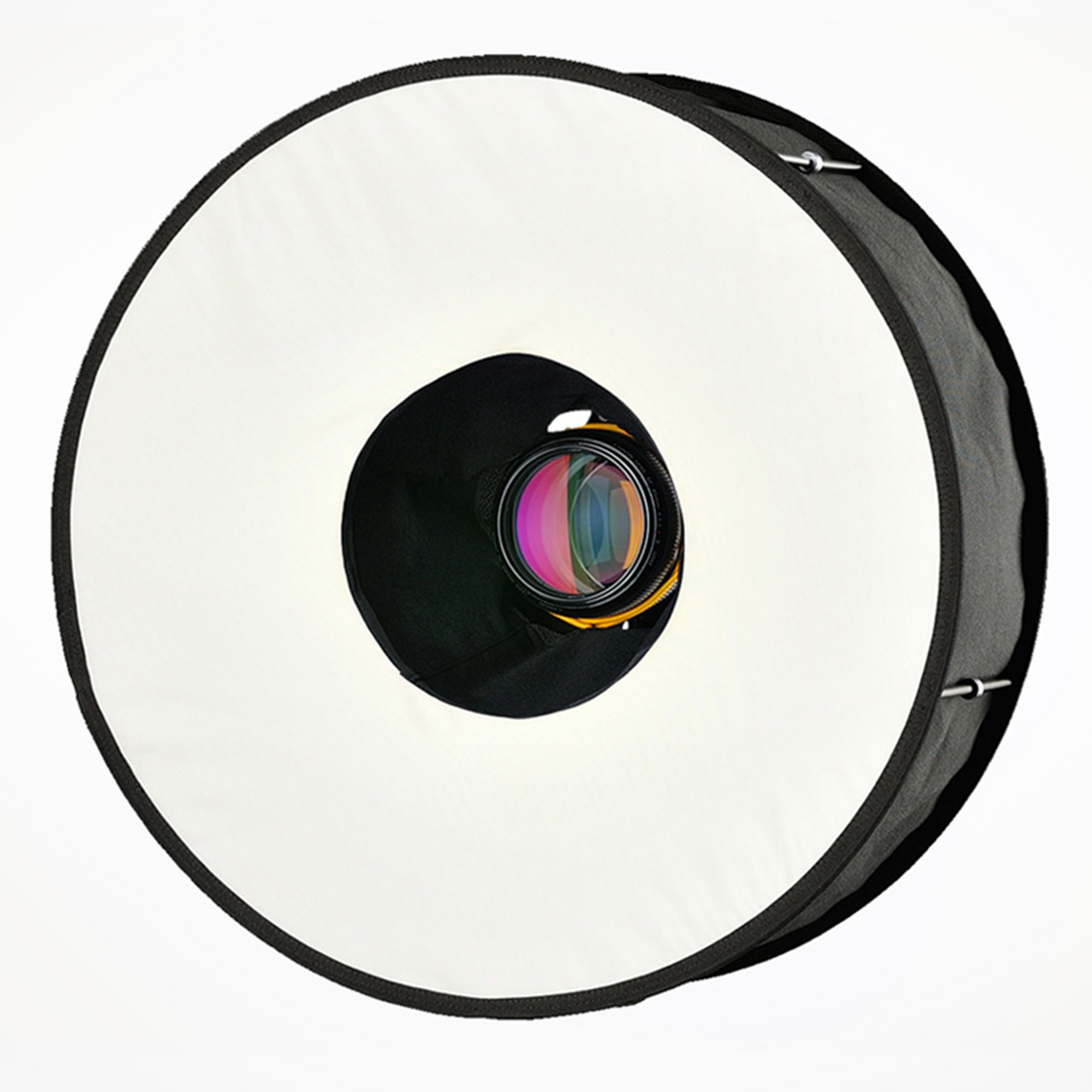 Die Kamera mit angesetztem Roundflash