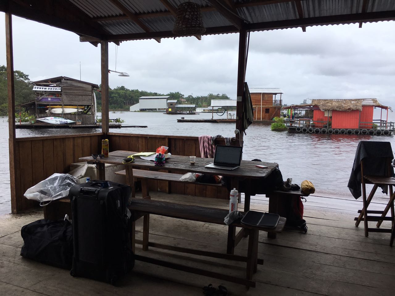 My office on our boat house on the Amazon River.