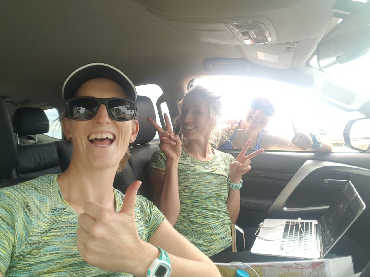 Working in the support car, in Australia.
