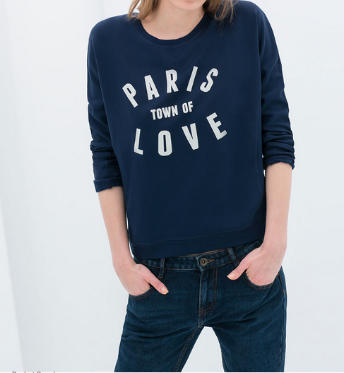 ZARA LONG SLEEVE SWEATSHIRT