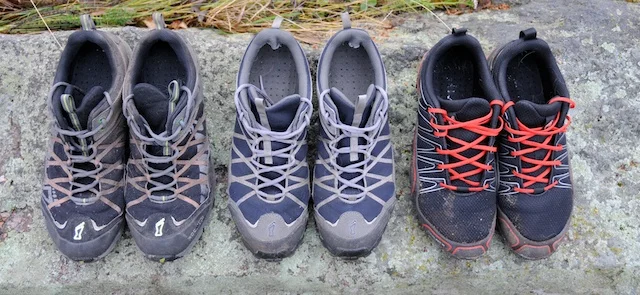 It's SHOETIME!In the left corner, the Roclite 295.In the middle corner(!), the venerable Terroc 330.In the right corner, the pretender to the throne, the Trailroc 255.