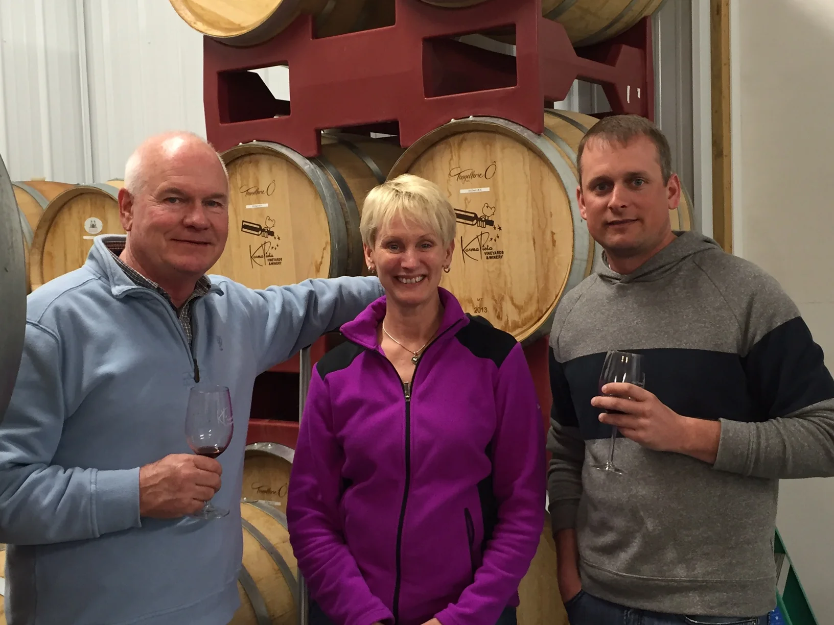winemaking requires constant vigilance...work, work, work for Sue and I and our son Keith 