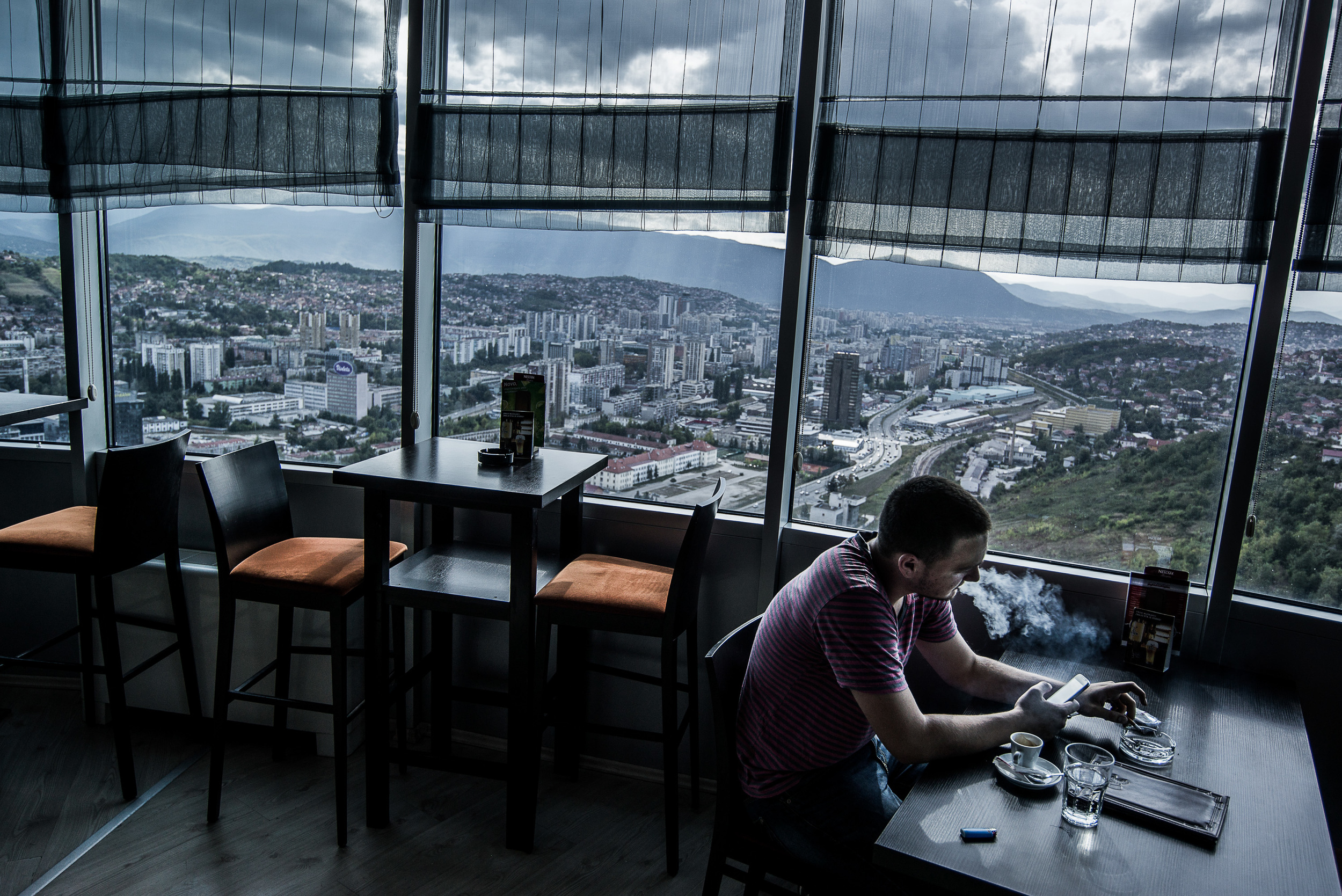 The bar in the Avaz tower above Sarajevo, Bosnia and Herzegovina