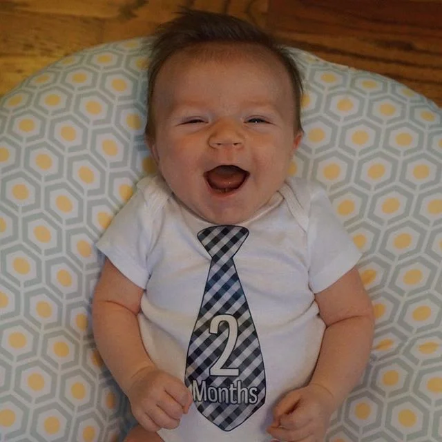 Happy two months to my favorite little guy. He loves to nurse, kick, smile and talk to his mama. @littlebabybumblebee
