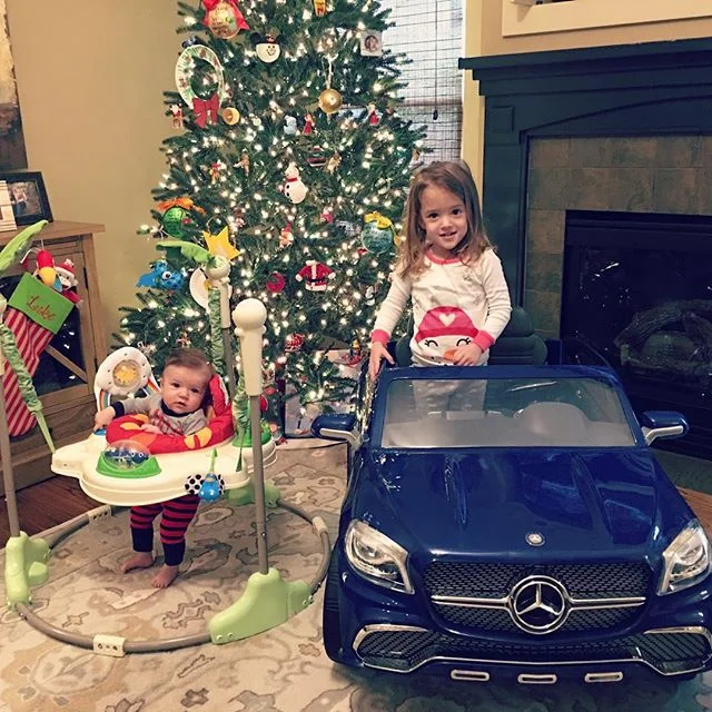 Christmas morning was so magical! Both kids LOVE their Christmas presents. Luke is a jumping machine and Hattie asks to drive her car all day every day. #Christmasovergram #latergram