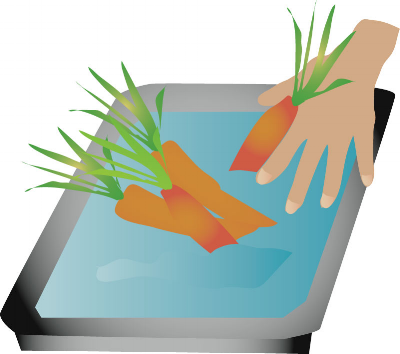 Don't use running water to rinse your vegetables, use a pan of water.
