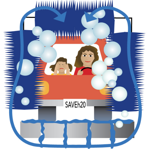 A drawing for the Clackamas River Water Providers' Water Conservation Calendar .. check out the little girl who is afraid of the big brushes clomping over the car. I know my kids were scared of it!
