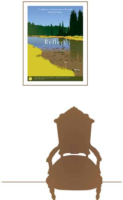 This drives me nuts. The chair HAS to line up with the artwork above.