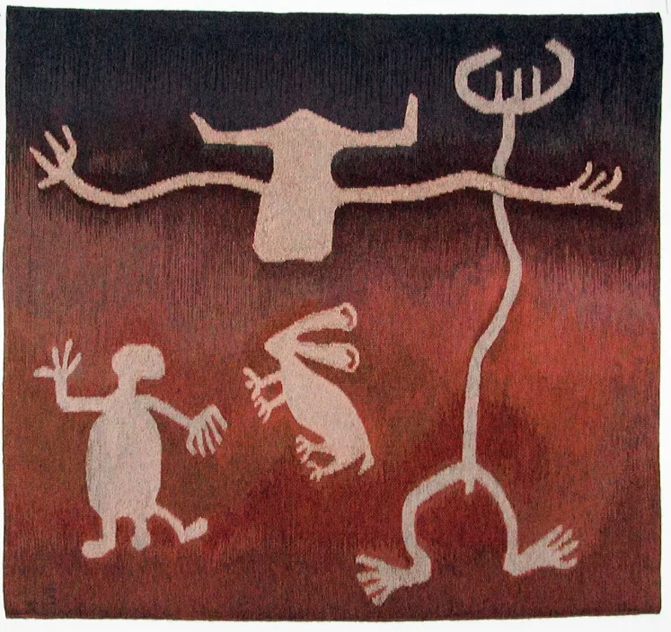 Legend Rock Quartet, 38.5" X 41.5" These designs are petroglyphs of the Dinwoodie era in Wyoming, some of hundreds etched into cliffs.