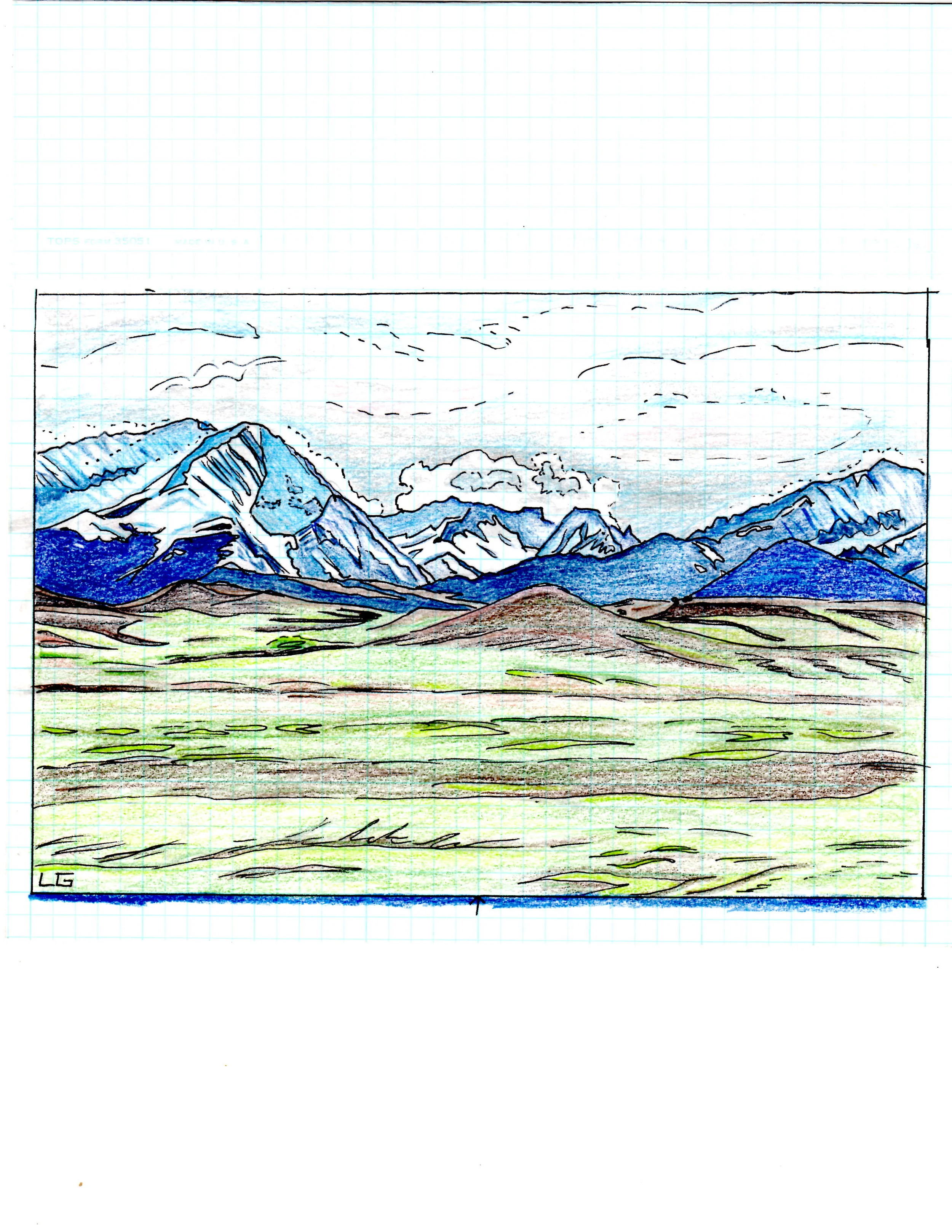 working sketch before use, each square equals one inch. See Commissions, Otter Creek Ranch for finished tapestry