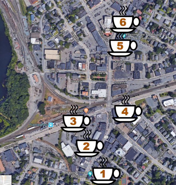 Cafe Crawl Tour Route (see list below)
