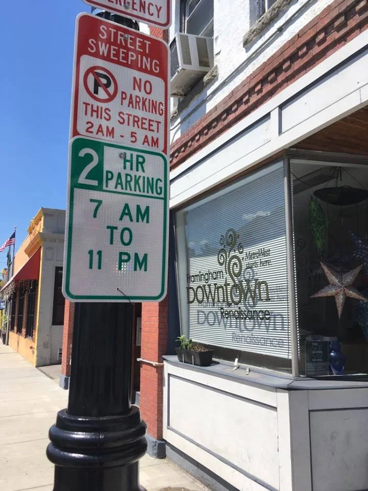 Two-hour parking signs were installed in July 2017.
