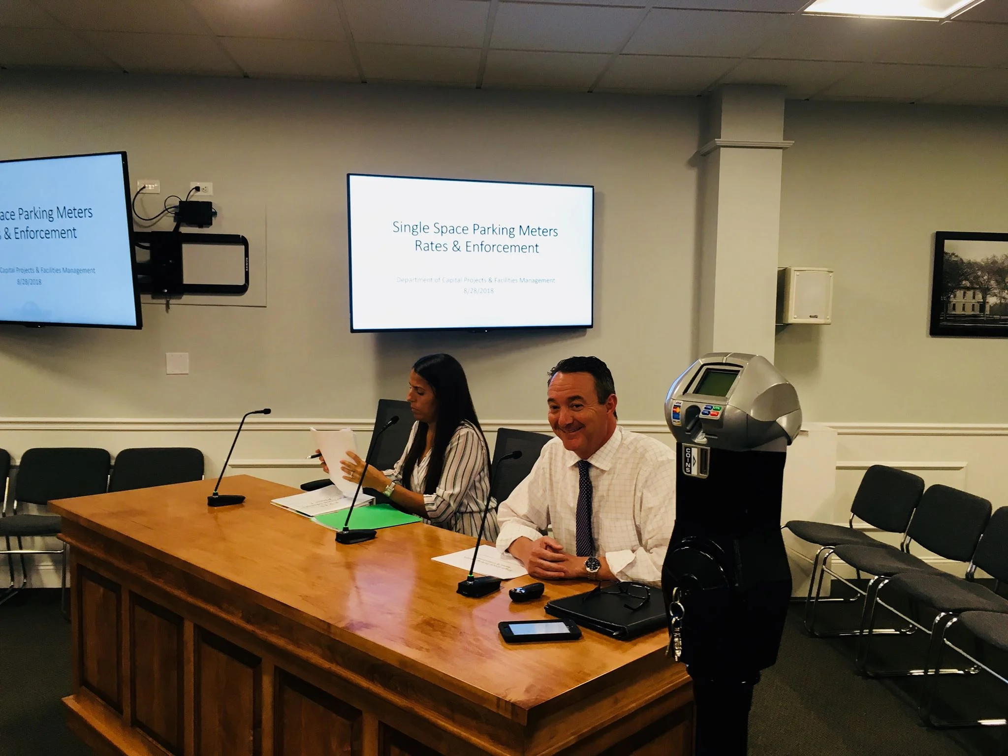 A proposed meter was exhibited at the August 28 Traffic Commission meeting