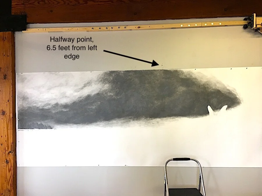 Lake Drawing WIP, Day Nine Copyright Terri Wentzka 2019, all rights reserved. Graphite on paper. All photos Terri Wentzka.