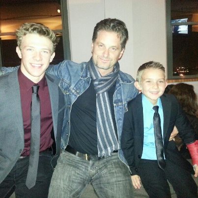 Student, Kevin Csolak with Shea Whigham and Brandon Zumsteg, in Manhattan at the wrap party for Season 3 of HBO's Boardwalk Empire. Kevin played Willie Thompson, Eli Thompson's (Shea Whigham) oldest child and Brandon played the youngest child in the family, Brian Thompson.