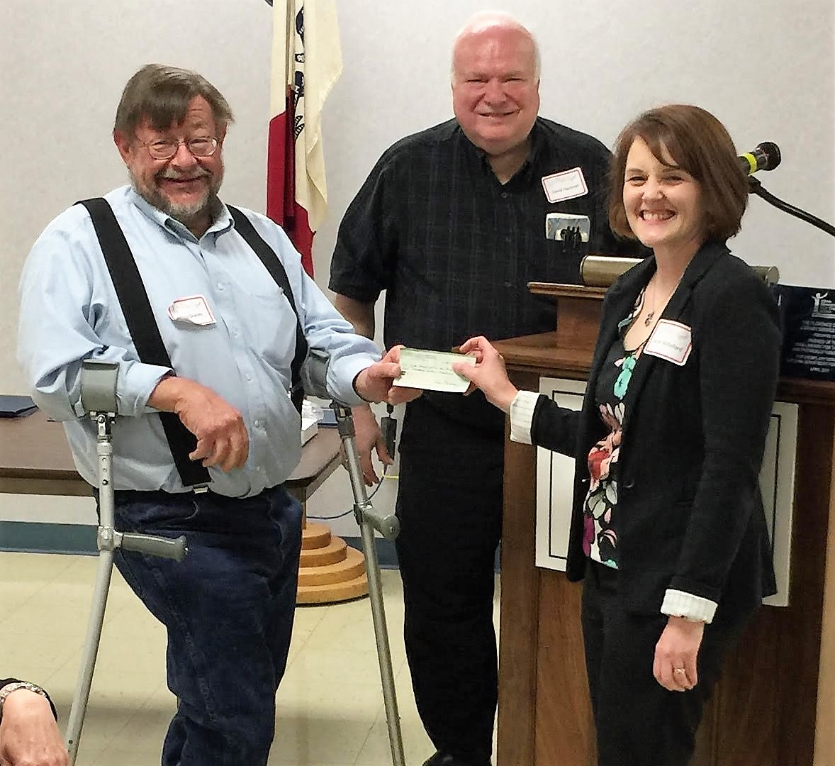 Tim Gracy & Dave Hammel present check to Library