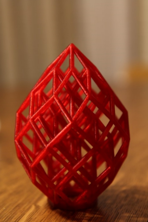  3D printed using a MakerBot Replicator 2 in Translucent Red PLA 