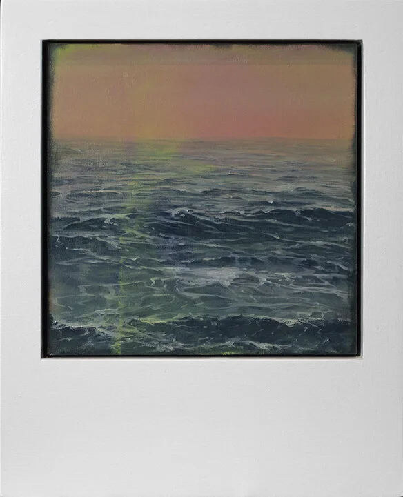 "Neon Lines" Oil Painting  6"x6" (Polaroid Series)